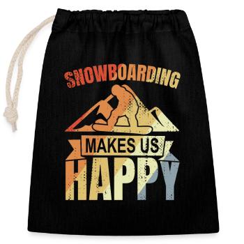 Vintage Snowboarder - Closable cotton gift bag (25x30cm) - black - Front