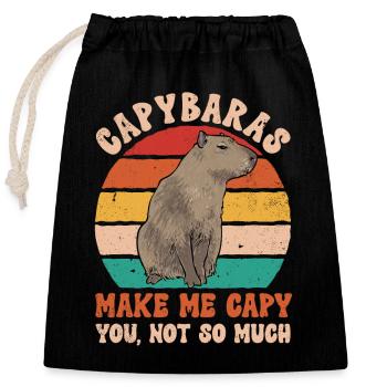Capybara Nagetier - Verschließbarer Geschenkbeutel aus Baumwolle (25x30cm) - Schwarz - Vorne