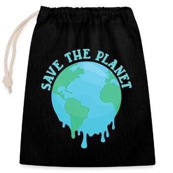 Sauvez la planète - Sac cadeau en coton avec cordon (25 x 30 cm) - noir - Devant