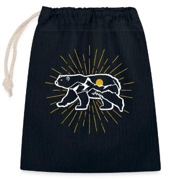 Erforschen Bär Gelbe Sonne Natur Lustig Geocaching - Verschließbarer Geschenkbeutel aus Baumwolle (25x30cm) - Navy - Vorne