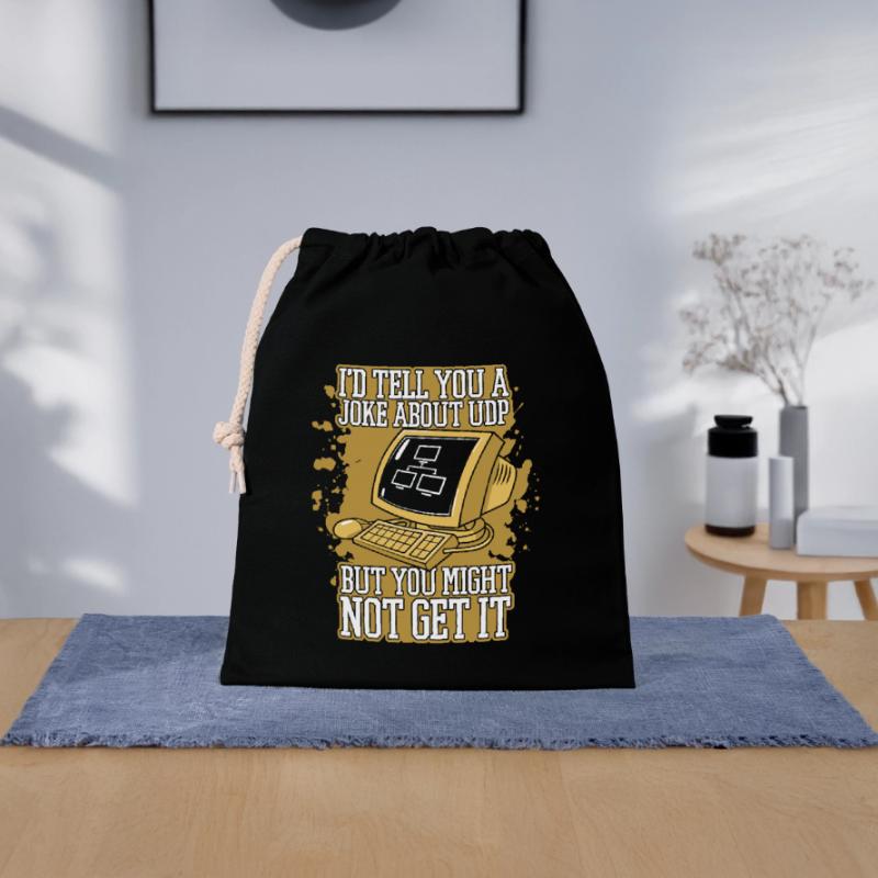 Je vous raconterais une blague sur UDP Developer Coder Sac cadeau en coton avec cordon (25 x 30 cm)