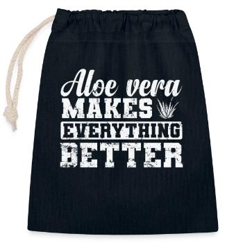 Aloe Vera makes everything Better Plant - Closable cotton gift bag (25x30cm) - navy - Front