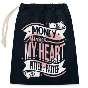 Money, Money drôle de typographie dicton - Sac cadeau en coton avec cordon (25 x 30 cm) - bleu marine - Devant