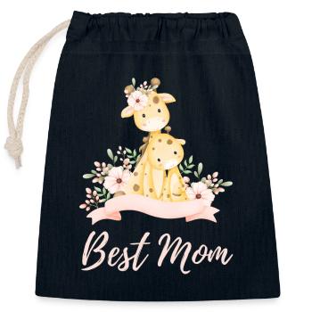 Best Mom Giraffen Mutter Kinder Blumen Mutterliebe - Verschließbarer Geschenkbeutel aus Baumwolle (25x30cm) - Navy - Vorne
