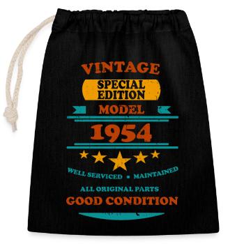 Vintage Retro 1954 - Closable cotton gift bag (25x30cm) - black - Front