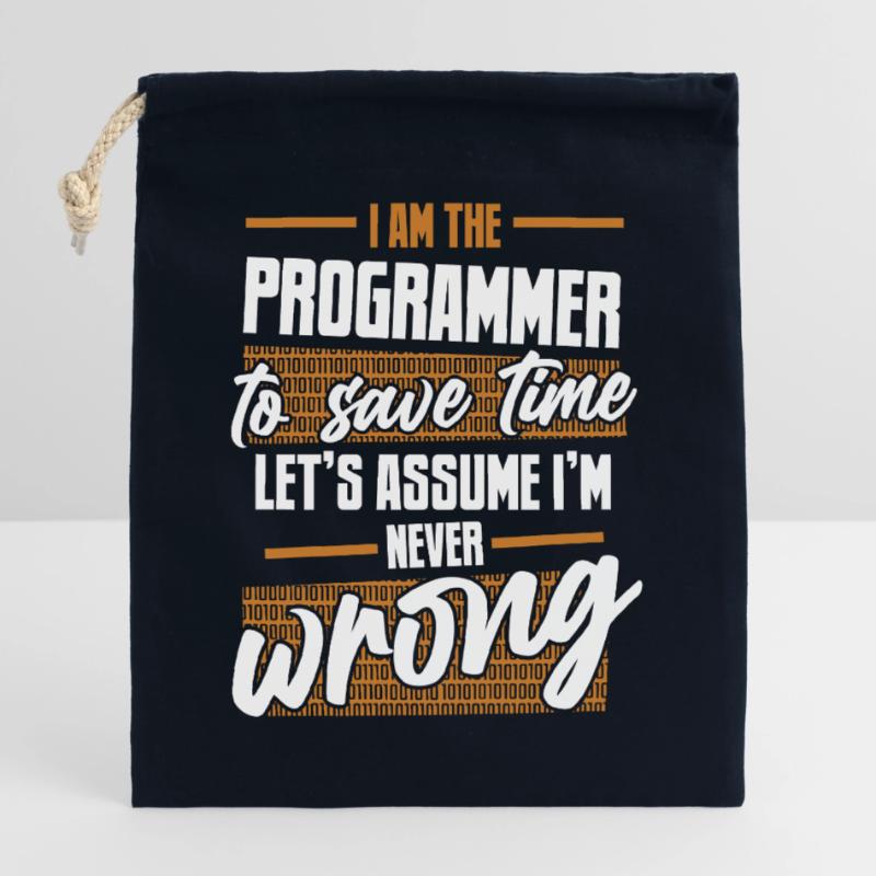 Programmer Let's Assume I'm Never Wrong Coder Verschließbarer Geschenkbeutel aus Baumwolle (25x30cm)