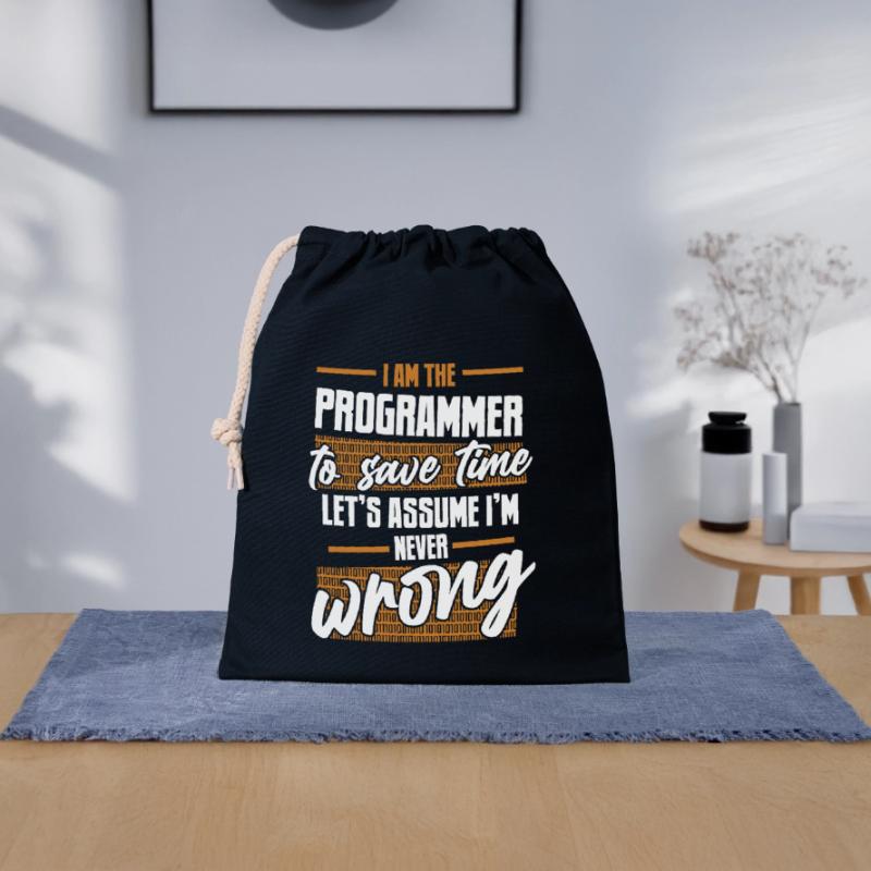 Programmer Let's Assume I'm Never Wrong Coder Verschließbarer Geschenkbeutel aus Baumwolle (25x30cm)