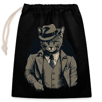 1920er Gangster Katze Anführer einer Katzen Gang - Verschließbarer Geschenkbeutel aus Baumwolle (25x30cm) - Schwarz - Vorne