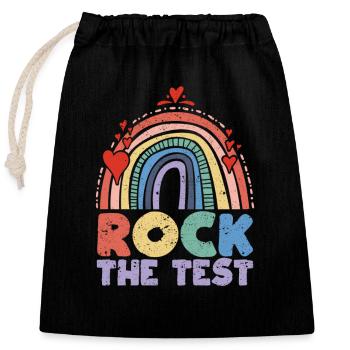 Jour de l’examen Rock of the Test Teacher Humour de l’examen - Sac cadeau en coton avec cordon (25 x 30 cm) - noir - Devant