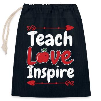 Teaching Love Inspire Teaching School Kindergarten - Closable cotton gift bag (25x30cm) - navy - Front