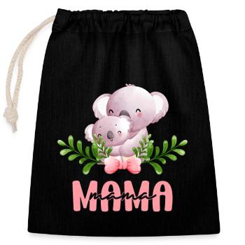 Mama Koala Mutter Kind Blumen Mutterliebe - Verschließbarer Geschenkbeutel aus Baumwolle (25x30cm) - Schwarz - Vorne