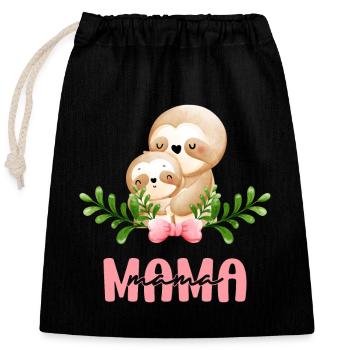 Mama Faultier Mutter Kind Mutterliebe - Verschließbarer Geschenkbeutel aus Baumwolle (25x30cm) - Schwarz - Vorne