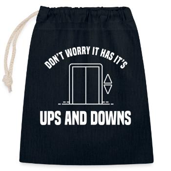 Funny elevator fitter humor - Closable cotton gift bag (25x30cm) - navy - Front