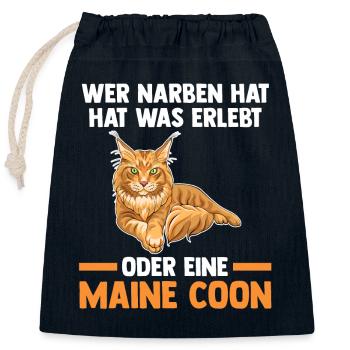 Maine Coon Katze - Verschließbarer Geschenkbeutel aus Baumwolle (25x30cm) - Navy - Vorne
