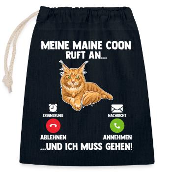 Maine Coon Katze - Verschließbarer Geschenkbeutel aus Baumwolle (25x30cm) - Navy - Vorne