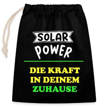 Solar Power Solar Kraft Eigenheim Hausbesitzer - Verschließbarer Geschenkbeutel aus Baumwolle (25x30cm) - Schwarz - Vorne