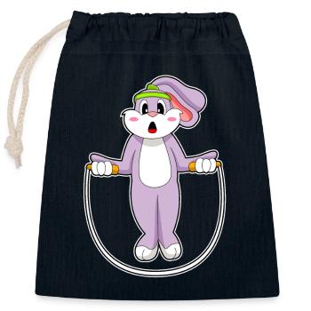 Hase Seilspringen Springseil Fitness - Verschließbarer Geschenkbeutel aus Baumwolle (25x30cm) - Navy - Vorne