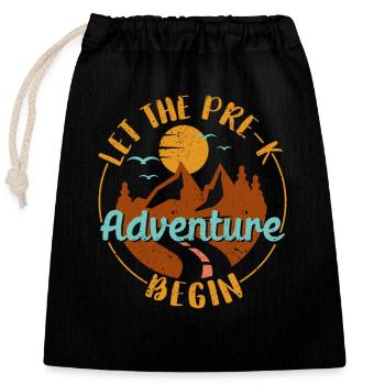 The adventure of preschoolers can begin - Closable cotton gift bag (25x30cm) - black - Front
