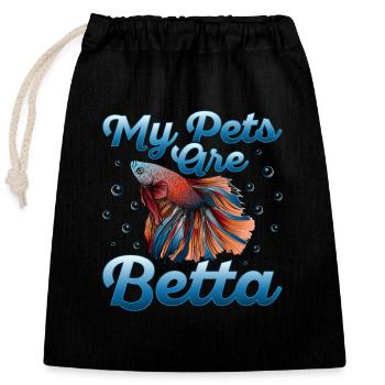 My Pets Are Betta Aquarium Owner Fish Keeping - Verschließbarer Geschenkbeutel aus Baumwolle (25x30cm) - Schwarz - Vorne