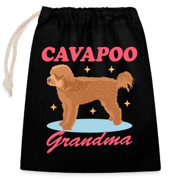 Grand-mère Cavapoo | Cadeau du propriétaire de chien Cavoodle - Sac cadeau en coton avec cordon (25 x 30 cm) - noir - Devant