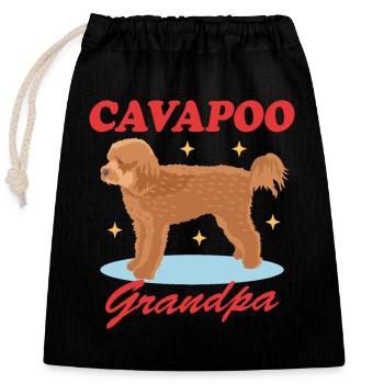 Grand-père de Cavapoo Cadeau du propriétaire de chien Cavoodle - Sac cadeau en coton avec cordon (25 x 30 cm) - noir - Devant