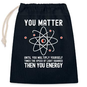 Drôle de science, science atomique, vous comptez l’énergie, - Sac cadeau en coton avec cordon (25 x 30 cm) - bleu marine - Devant