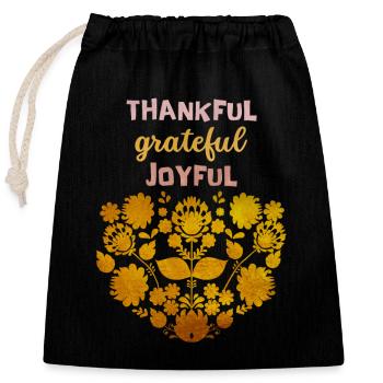 Vintage Thanksgiving Day, Erntedank Spruch - Verschließbarer Geschenkbeutel aus Baumwolle (25x30cm) - Schwarz - Vorne