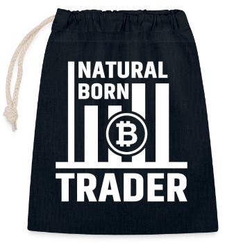 Bitcoin Trader Trading BTC - Sac cadeau en coton avec cordon (25 x 30 cm) - bleu marine - Devant