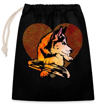 Husky - Closable cotton gift bag (25x30cm) - black - Front