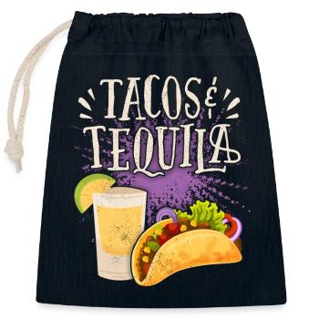 Tacos, disant avec de la tequila boire de la cuisine mexicaine - Sac cadeau en coton avec cordon (25 x 30 cm) - bleu marine - Devant