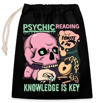 Fortune tellers, occultism, palmistry, tarot cards - Closable cotton gift bag (25x30cm) - black - Front