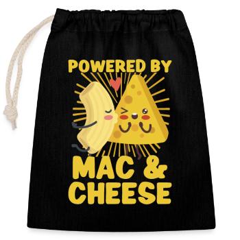 MAC AND CHEESE GIFT: powered by mac & cheese - Closable cotton gift bag (25x30cm) - black - Front