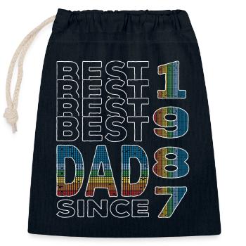 Bester Papa der Welt seit 1987 Vatertag - Verschließbarer Geschenkbeutel aus Baumwolle (25x30cm) - Navy - Vorne