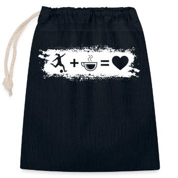 Grunge-Rechteck - Herz - Kaffee - Fußballspielende - Verschließbarer Geschenkbeutel aus Baumwolle (25x30cm) - Navy - Vorne