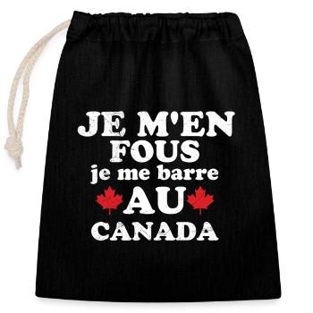 J'men fous je me barre au canada - Sac cadeau en coton avec cordon (25 x 30 cm) - noir - Devant