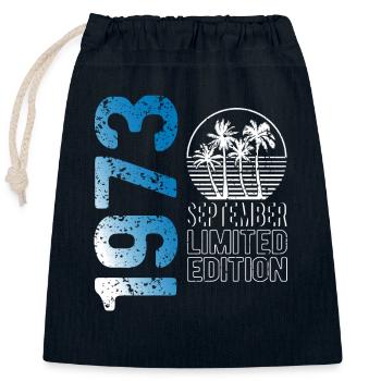 Septembre 1973 édition limitée vintage naissance Jah - Sac cadeau en coton avec cordon (25 x 30 cm) - bleu marine - Devant
