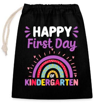 Froher erster Kindergartentag Regenbogen Zurück - Verschließbarer Geschenkbeutel aus Baumwolle (25x30cm) - Schwarz - Vorne