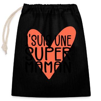 Je suis Une Super Maman | Fête Des Mères - Sac cadeau en coton avec cordon (25 x 30 cm) - noir - Devant