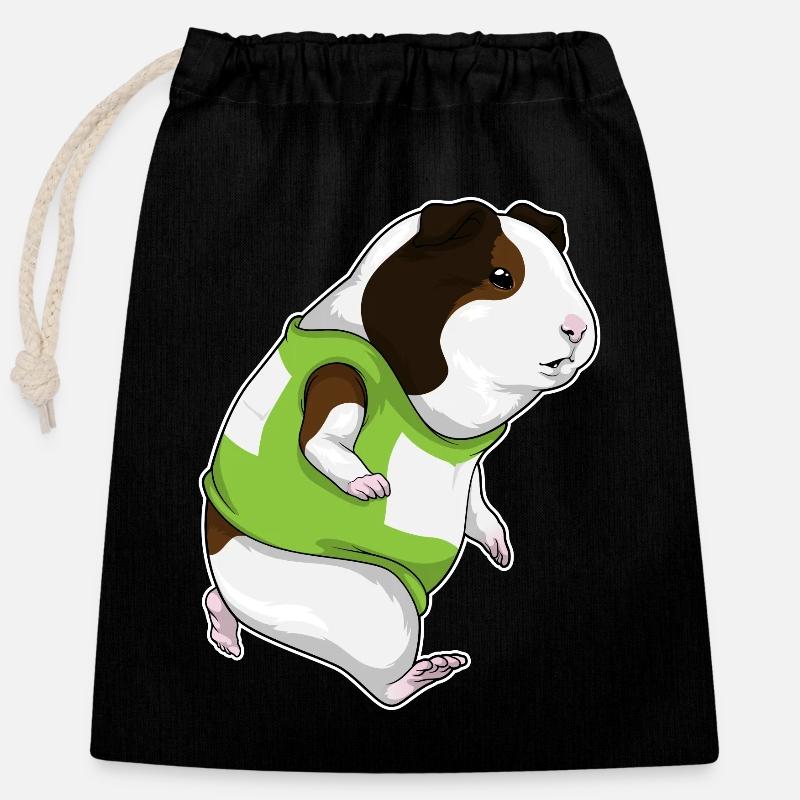 Cochon d’Inde joggeur jogging sport - Sac cadeau en coton avec cordon (25 x 30 cm) - noir