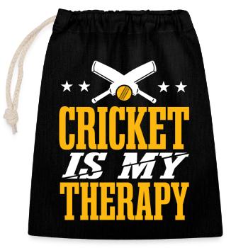 Le cricket est ma thérapie | Cricket | Entraîneur de cricket - Sac cadeau en coton avec cordon (25 x 30 cm) - noir - Devant