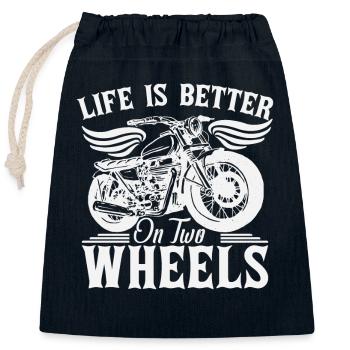 La vie est meilleure sur deux roues - Sac cadeau en coton avec cordon (25 x 30 cm) - bleu marine - Devant
