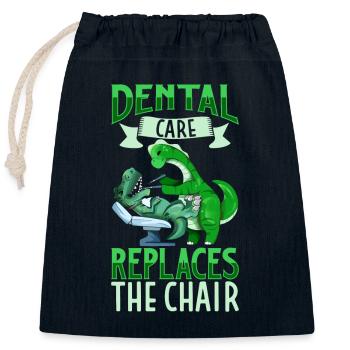 Les soins dentaires sont importants - Dino dentist - Sac cadeau en coton avec cordon (25 x 30 cm) - bleu marine - Devant