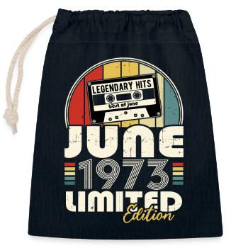 Vintage 1973 Juni Retro Geburtstagsgeschenk - Verschließbarer Geschenkbeutel aus Baumwolle (25x30cm) - Navy - Vorne