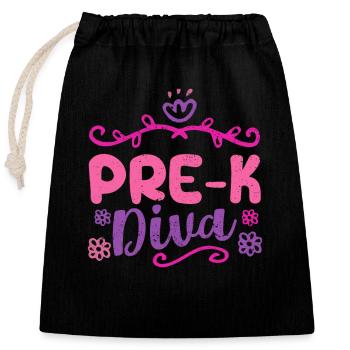 Pre-K Diva Funny Vorschule Lehrer Student zurück - Verschließbarer Geschenkbeutel aus Baumwolle (25x30cm) - Schwarz - Vorne