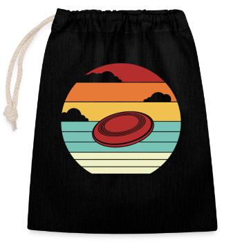 Retro Disc Golfer Frisbee Golf Basket Disc - Closable cotton gift bag (25x30cm) - black - Front
