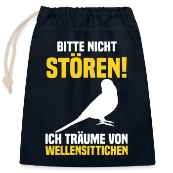 Vogel Sittch Wellensittich - Verschließbarer Geschenkbeutel aus Baumwolle (25x30cm) - Navy - Vorne