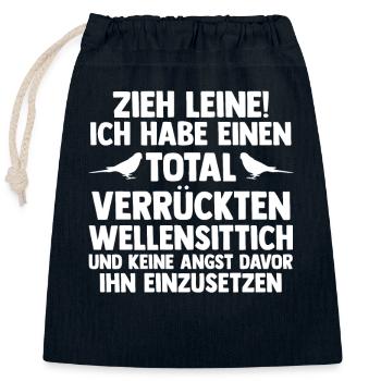 Vogel Sittch Wellensittich - Verschließbarer Geschenkbeutel aus Baumwolle (25x30cm) - Navy - Vorne