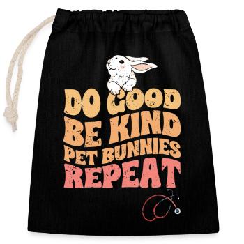 Vintage Do Good Be Kind A Bunny Lover Animal - Sac cadeau en coton avec cordon (25 x 30 cm) - noir - Devant