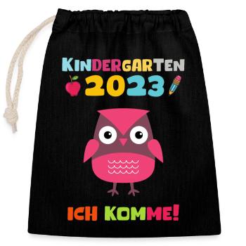 Kindergarten 2023 Ich Komme Jungen Kita Geschenk - Verschließbarer Geschenkbeutel aus Baumwolle (25x30cm) - Schwarz - Vorne