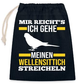 Vogel Sittch Wellensittich - Verschließbarer Geschenkbeutel aus Baumwolle (25x30cm) - Navy - Vorne